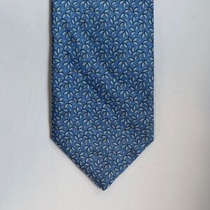 Lanvin Blue Leaf Pattern Tie